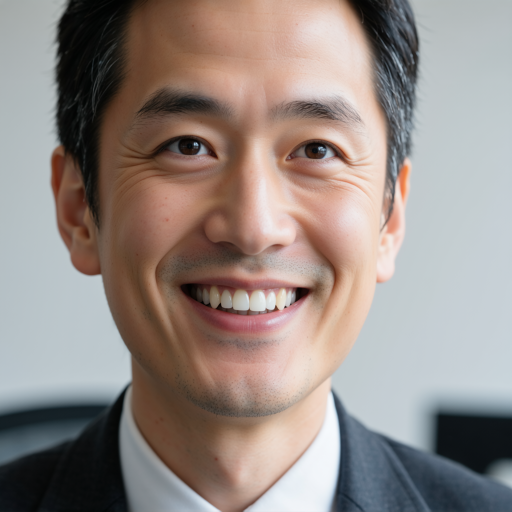 四十岁左右中年男性头像,穿深色西装,蓝色背景,专业商务形象